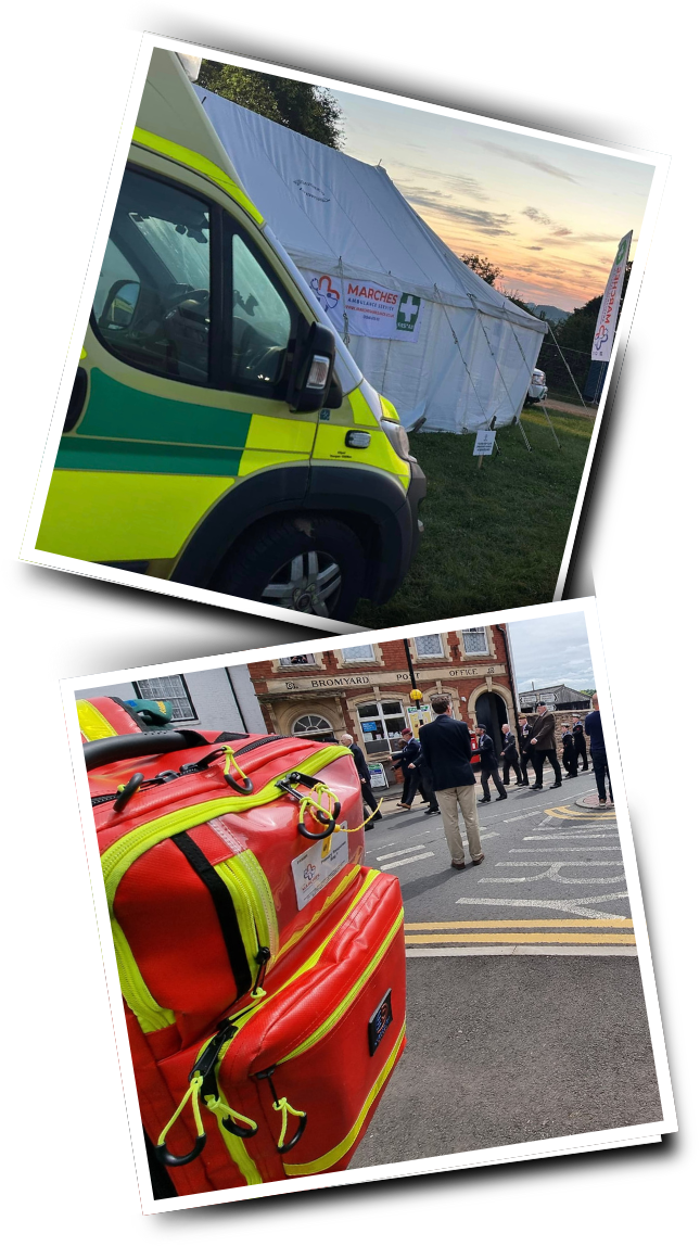 Ambulance Services Private ambulance hire – Marches Ambulance vehicle and paramedic crew
